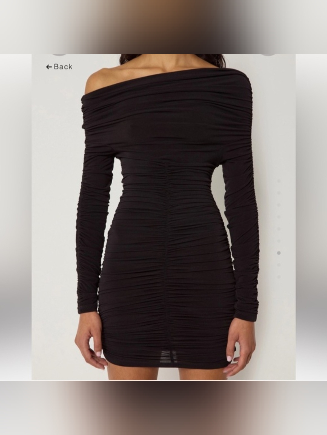Nwt Khy X Atlein Long Sleeve Ruched Mini Dress Black Size L